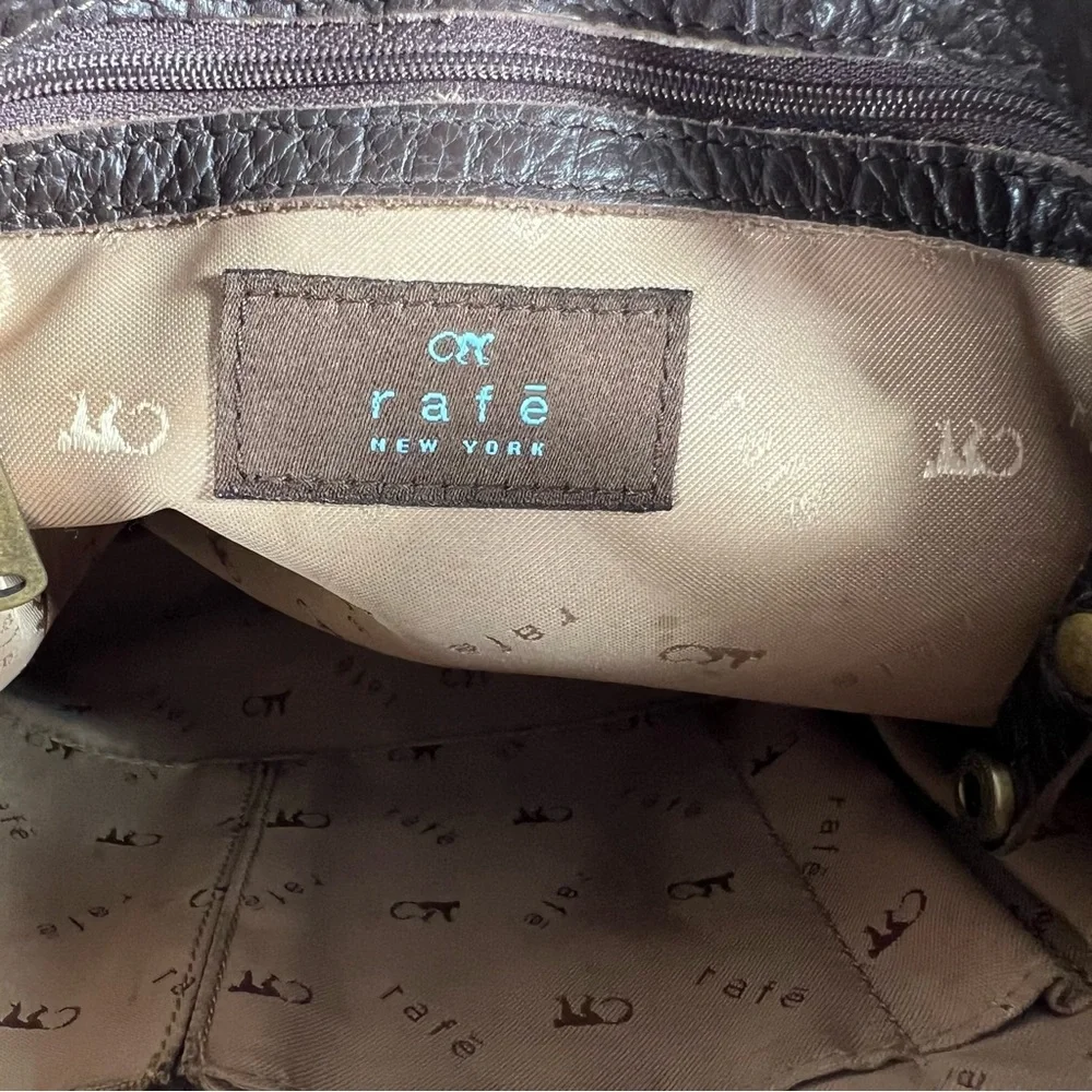 Rafe New York Distressed Pebbled Leather Studded Brown Crossbody Shoulder Bag - Picture 12 of 16